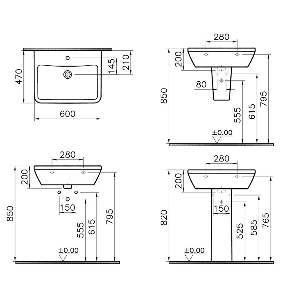 Vitra Integra 60x47 Cm Dikdörtgen Lavabo 7050L003-0001 Hemen Al