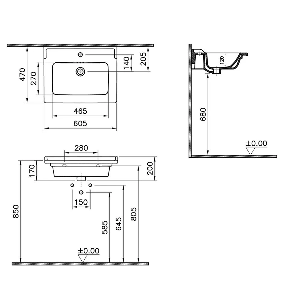 Vitra Integra Classic 60x46 Cm Etajerli Lavabo 7000B003-0001 Hemen Al