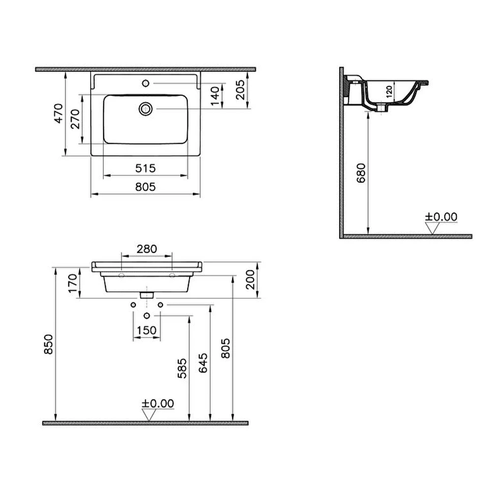 Vitra Integra Classic 80x46 Cm Etajerli Lavabo 7001B003-0001 Hemen Al