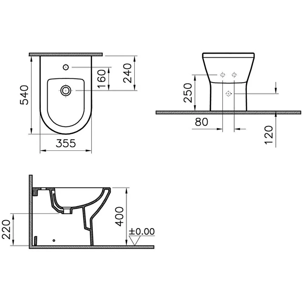 Vitra Integra Round 54 Cm Duvara Sıfır Mat Siyah Yerden Bide 7039B083-0288 Hemen Al