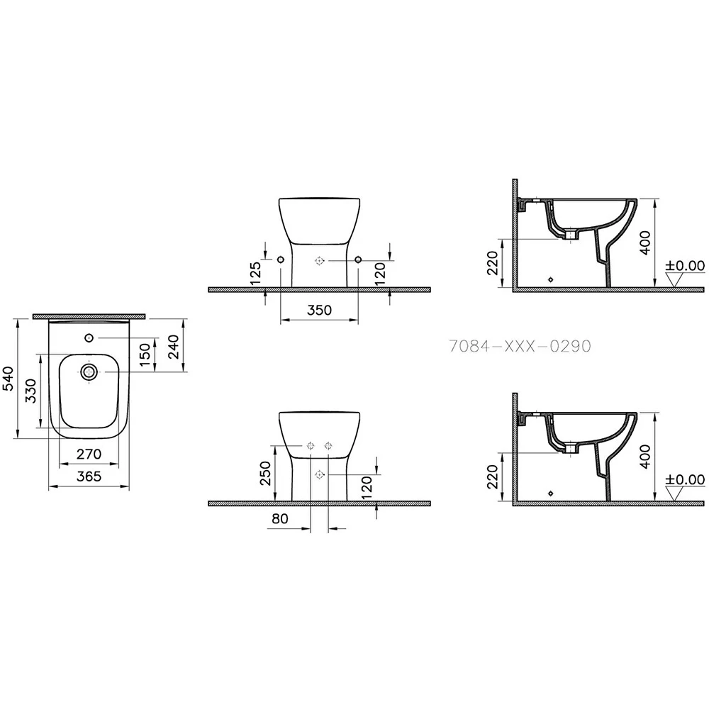 Vitra Integra Square 54 Cm Duvara Sıfır Mat Siyah Yerden Bide 7084B083-0288 Hemen Al