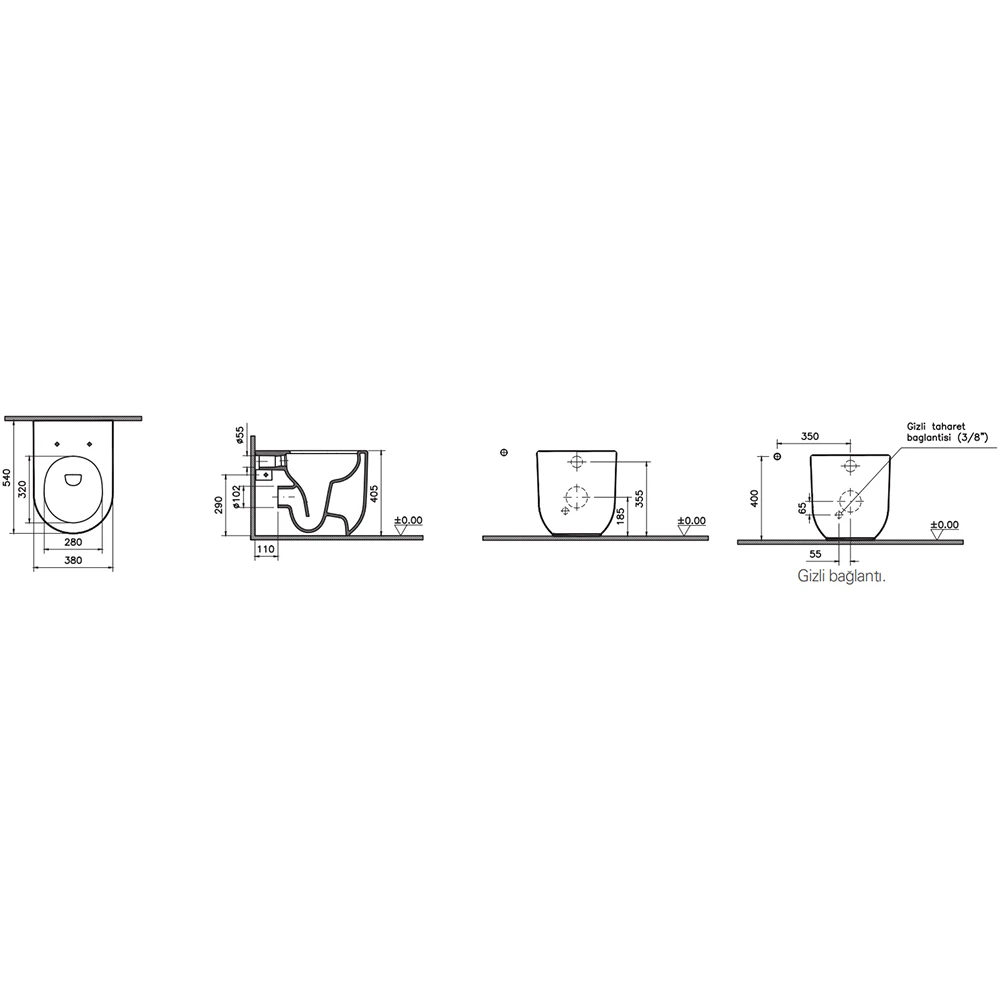 Vitra Liquid Rim-ex Kanalsız Duvara Tam Dayalı Yerden Klozet - 7320B403-0090 Hemen Al