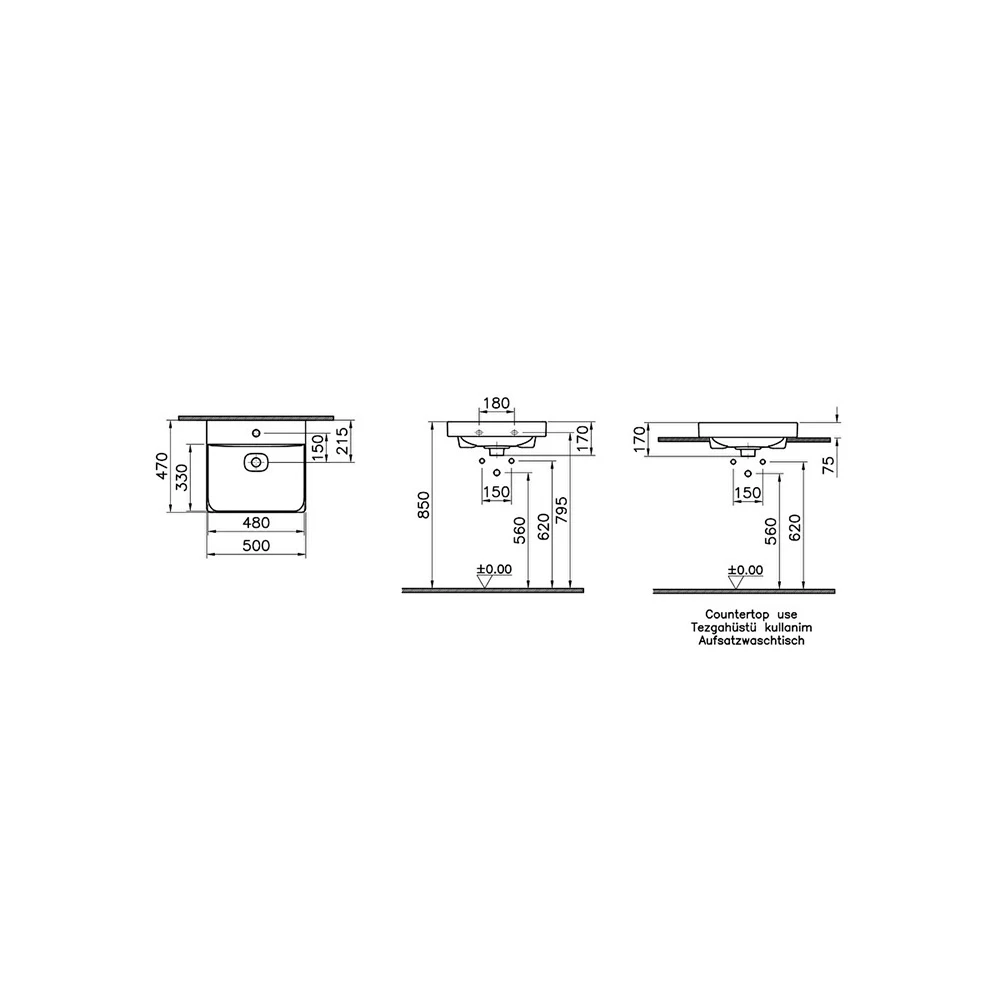 Vitra Metropole 50x47 Cm Mat Bej Lavabo 7525B020-0041 Hemen Al