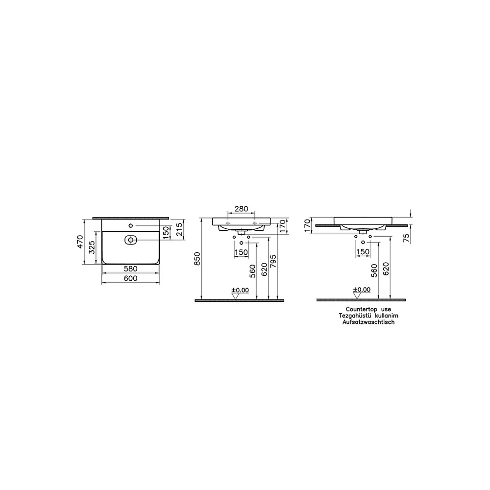 Vitra Metropole 60x47 Cm Çanak Lavabo 7526B003-0973 Hemen Al