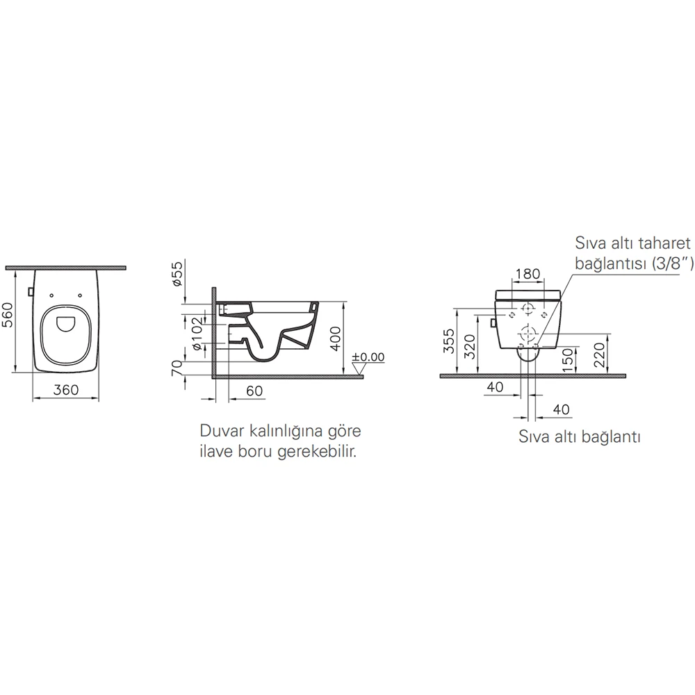 Vitra Metropole Termostatik Entegre Musluklu Asma Klozet - 5676B003-7212 Hemen Al