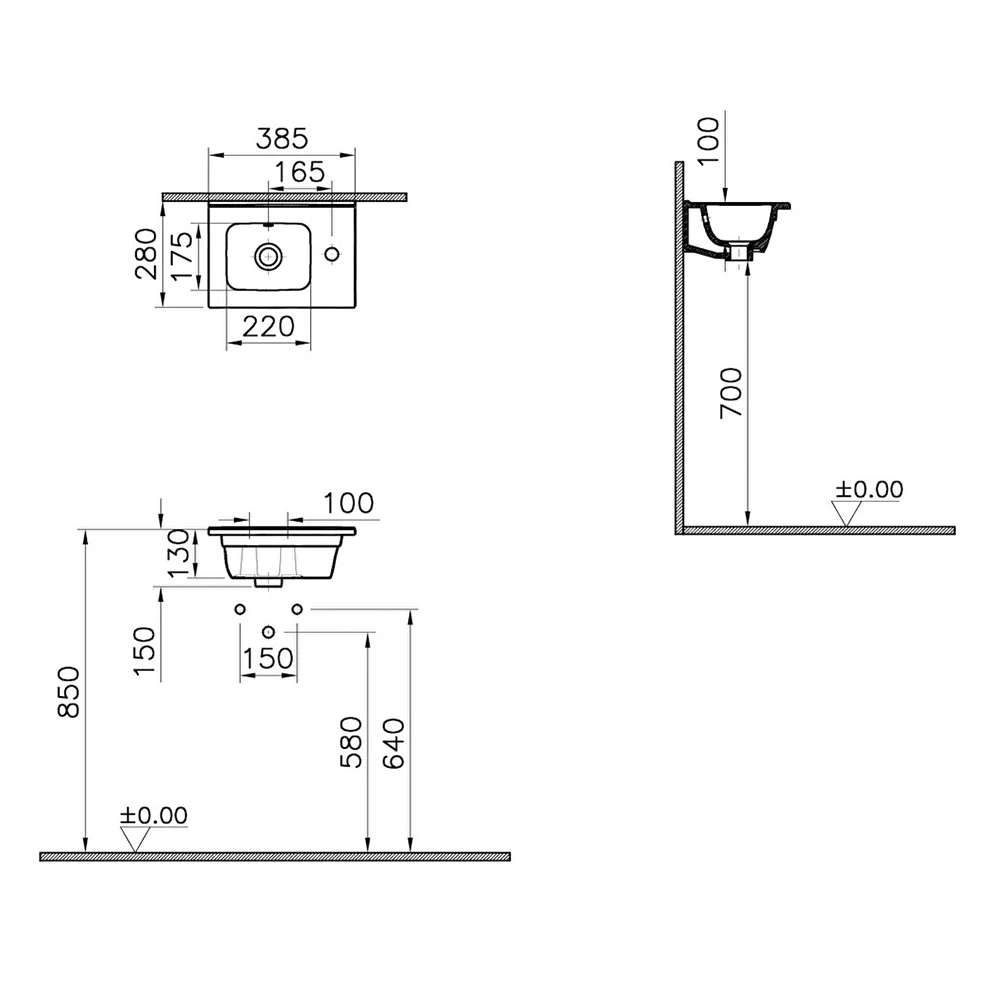 Vitra Mia 40x28 Cm Etajerli Lavabo 7460L003-0029 Hemen Al