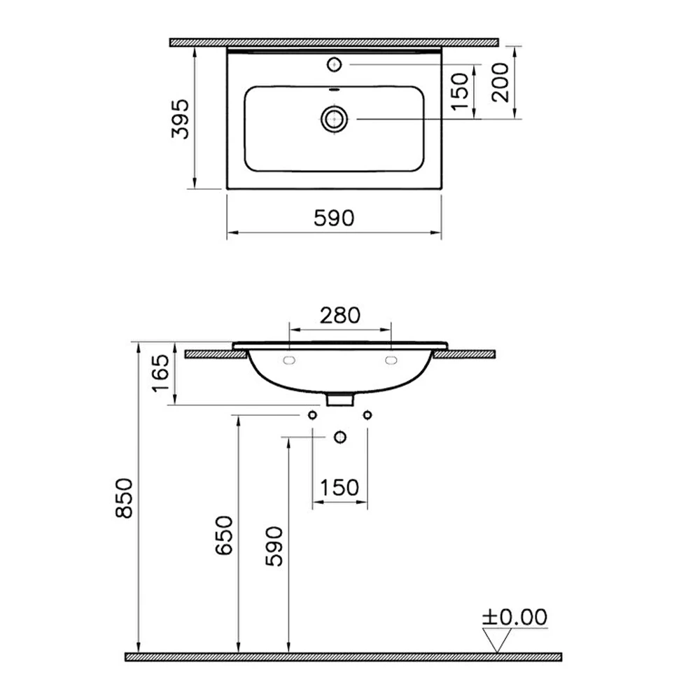 Vitra Mia 60x40 Cm Etajerli Lavabo 7461L003-0002 Hemen Al