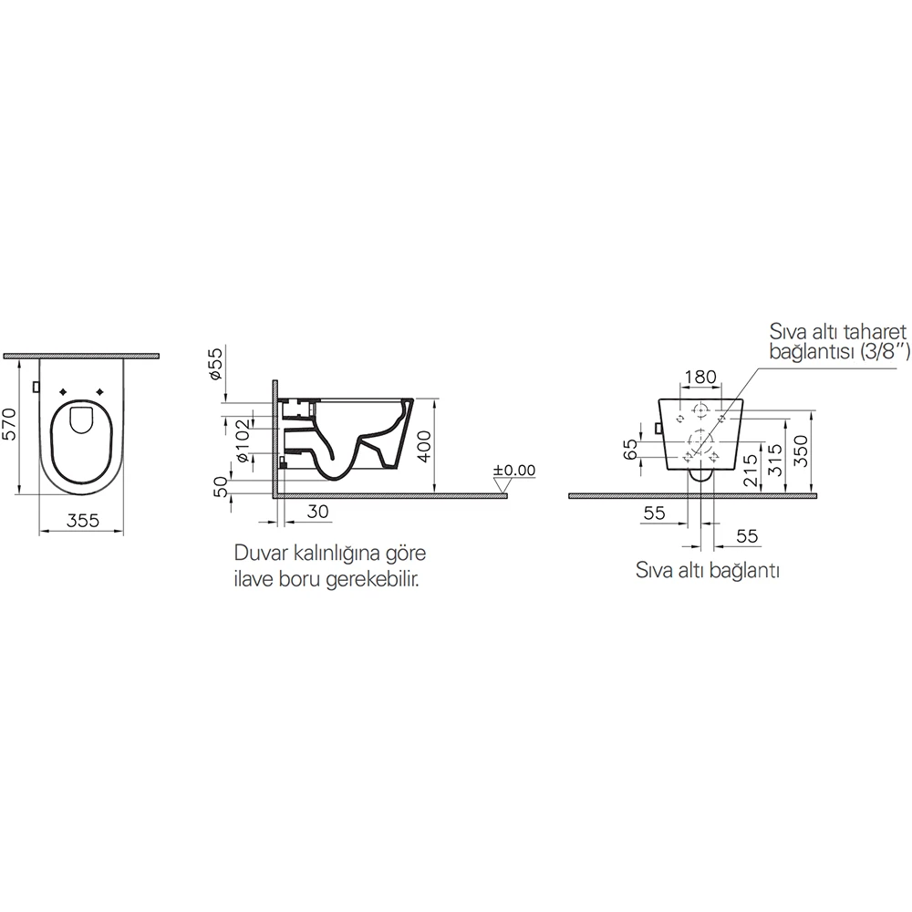 Vitra Nest Entegre Musluklu Rim-ex Kanalsız Asma Klozet - 5176B003-1687 Hemen Al