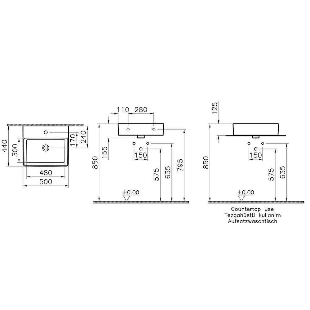 Vitra Nuo 50x44 Cm Dikdörtgen Çanak Lavabo 7431B003-0001 Hemen Al