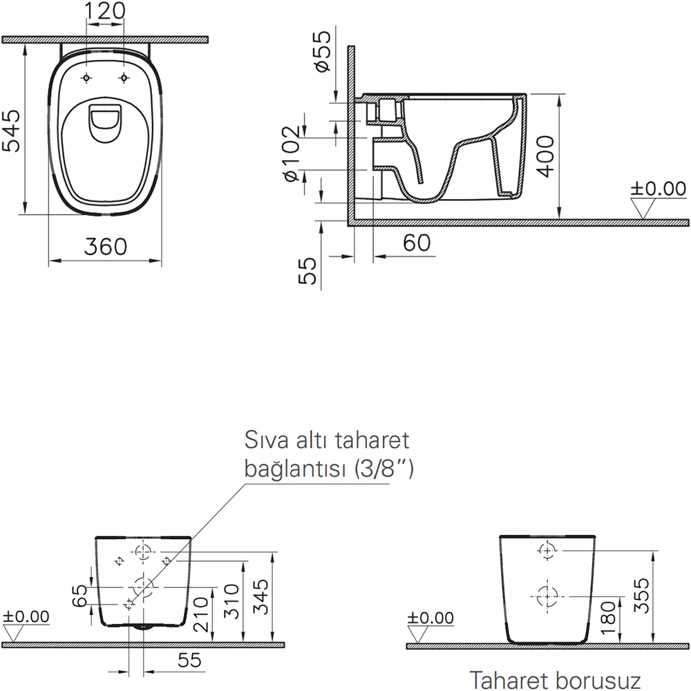 Vitra Plural Mat Siyah Rim-ex Kanalsız Asma Klozet - 7830B483-0090 Hemen Al