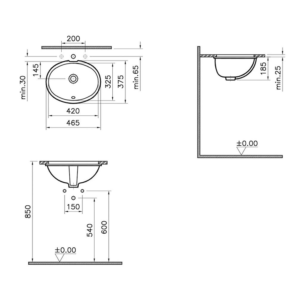 Vitra S20 45x38 Cm Oval Tezgahaltı Lavabo 6039B003-0012 Hemen Al