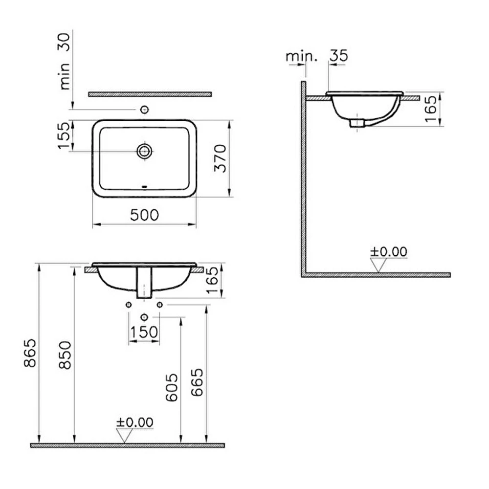 Vitra S20 50x37 Cm Dikdörtgen Tezgahüstü Lavabo 5474B003-0642 Hemen Al