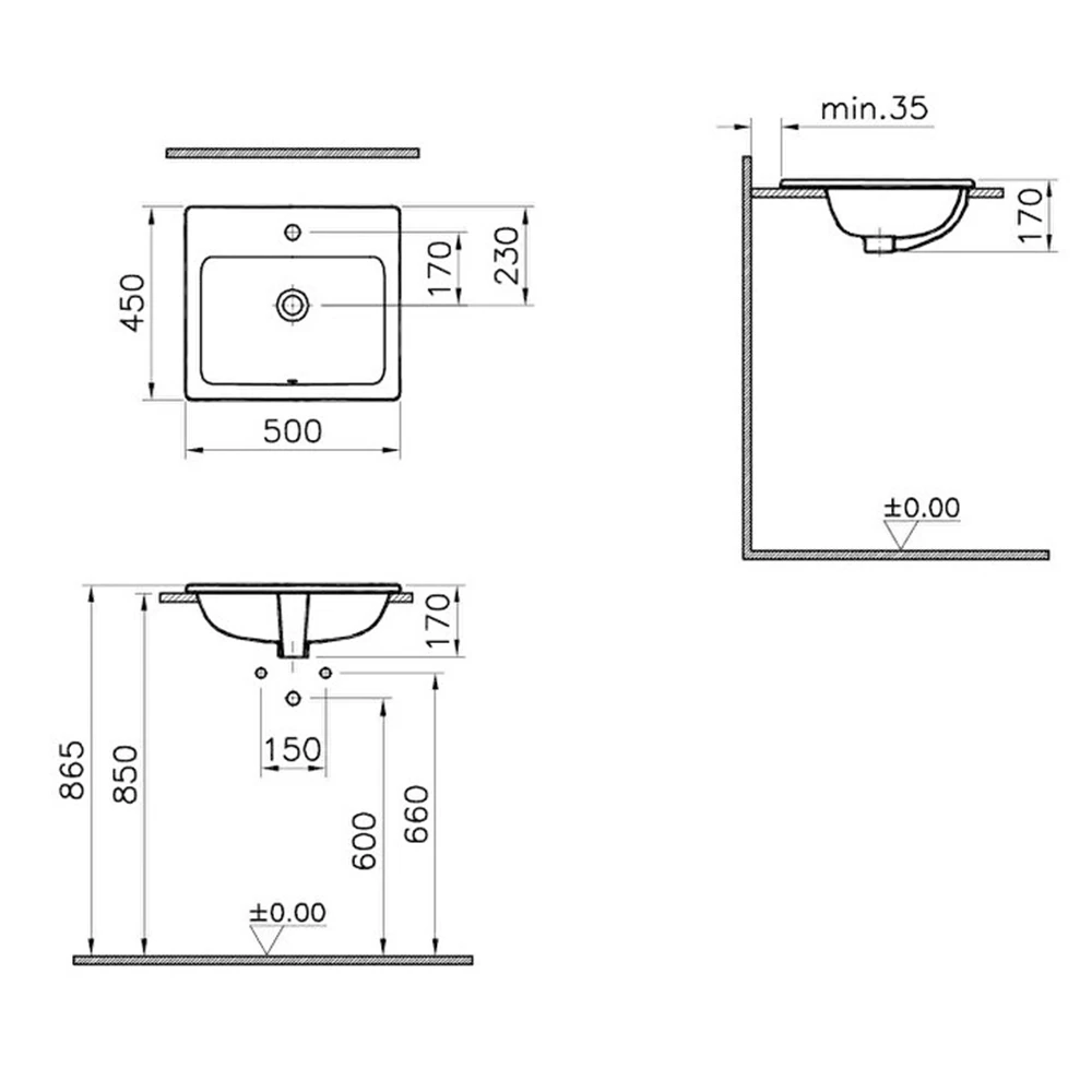 Vitra S20 50x45 Cm Dikdörtgen Tezgahüstü Lavabo 5464B003-0001 Hemen Al