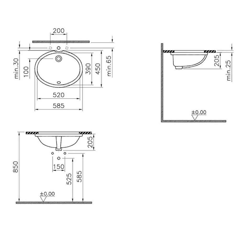 Vitra S20 60x45 Cm Oval Tezgahaltı Lavabo 6069B003-0012 Hemen Al