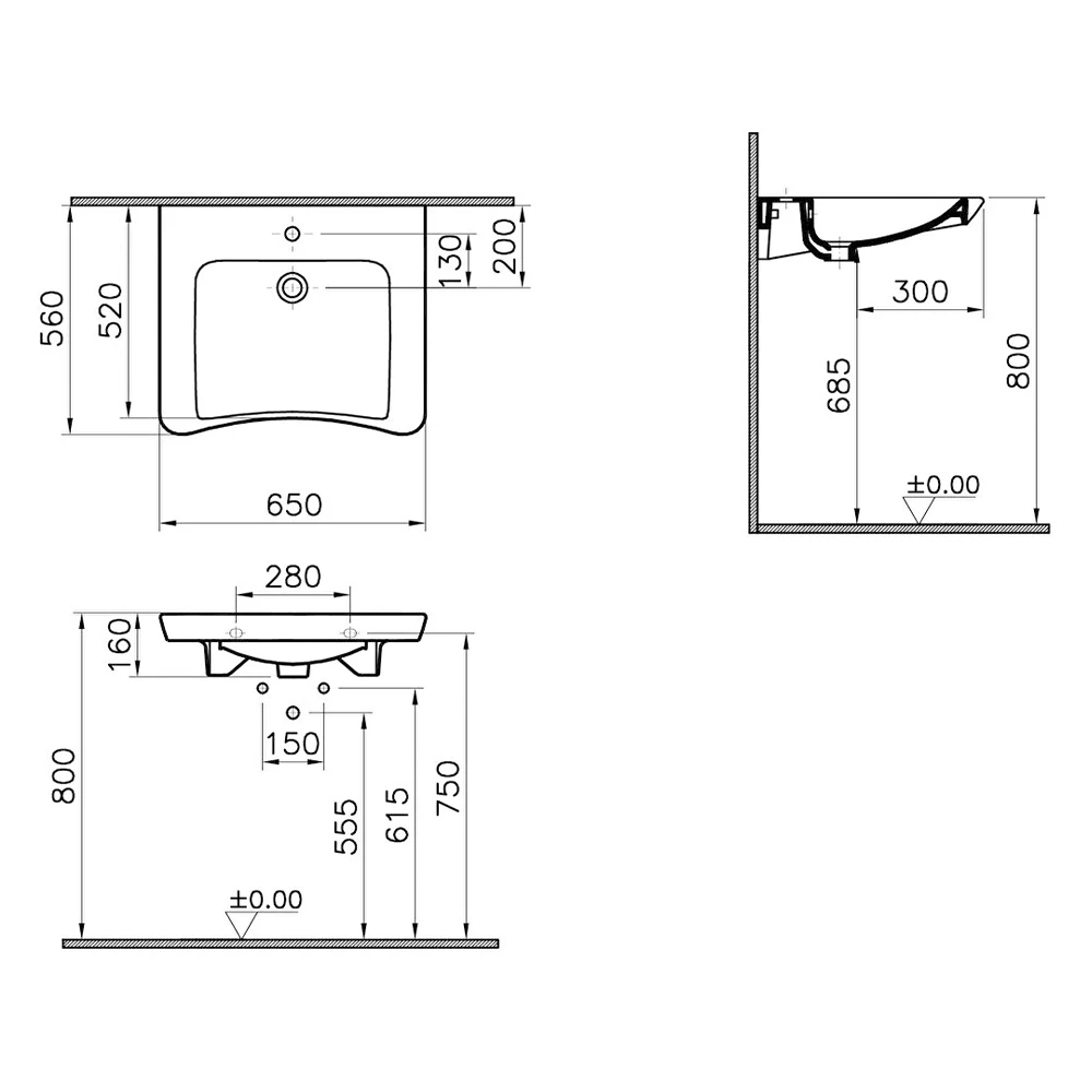 Vitra S20 65x56 Cm Özel İhtiyaç Lavabosu 5291B003-0001 Hemen Al