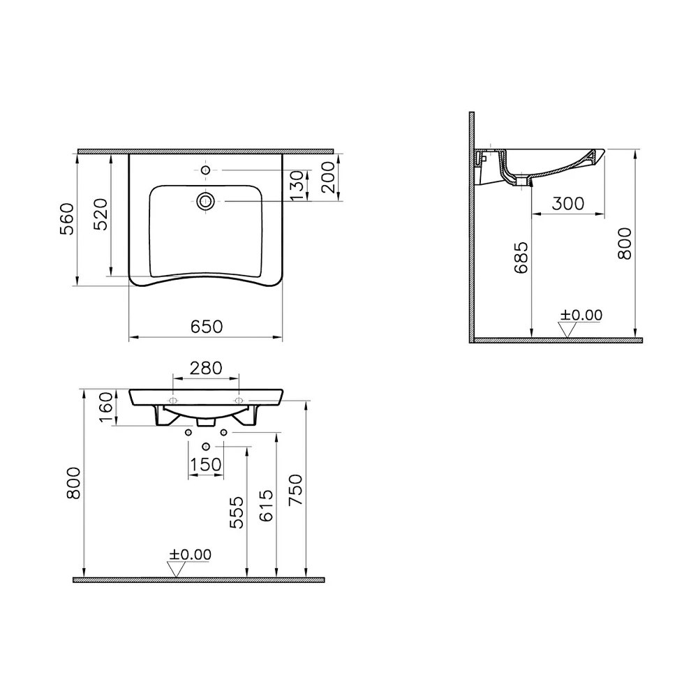 Vitra S20 65x56 Cm Özel İhtiyaç Lavabosu 5291B003-0041 Hemen Al