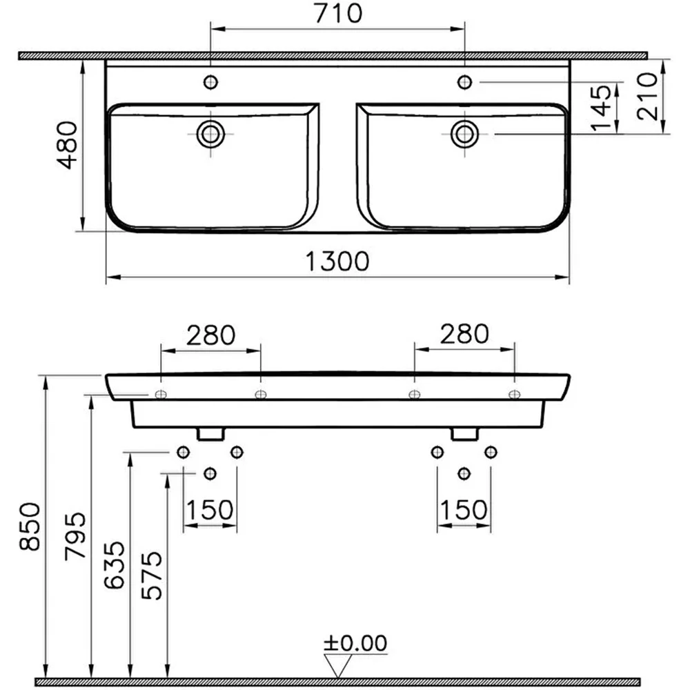 Vitra Sento 130x49 Cm Etajerli Lavabo 5949B003-0001 Hemen Al