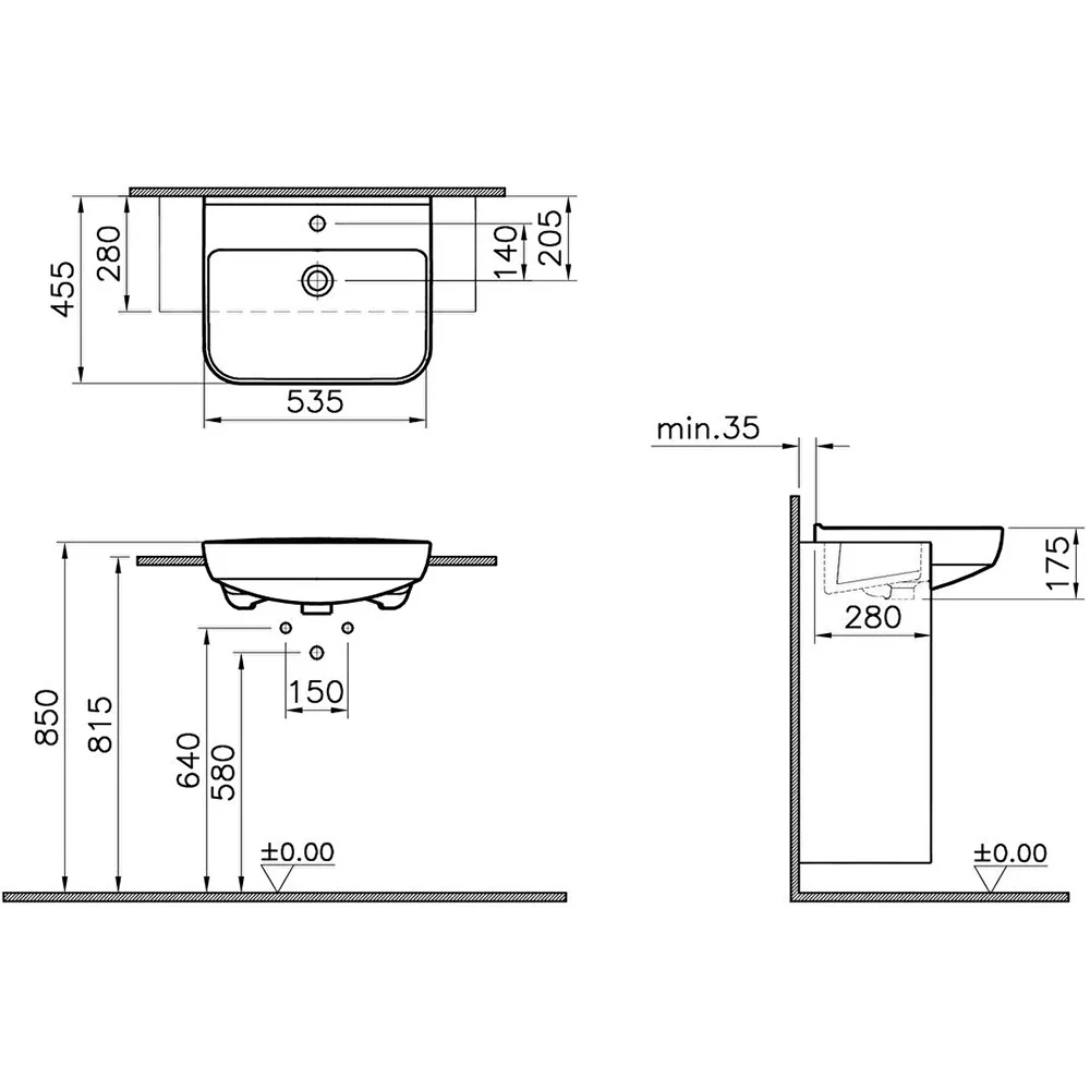 Vitra Sento 55x46 Cm Yarım Tezgah Lavabo 5637B003-0001 Hemen Al