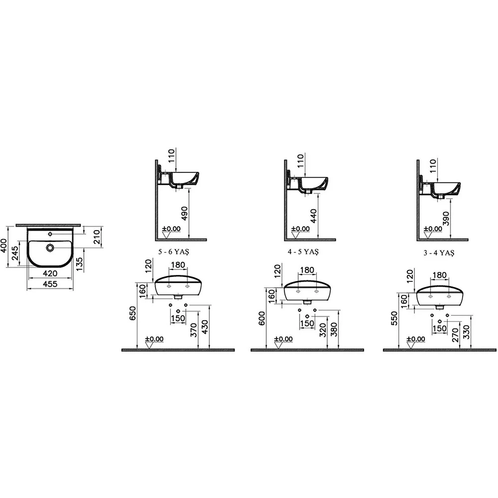 Vitra Sento Kids 45x40 Cm Lavabo 7350B003-0001 Hemen Al