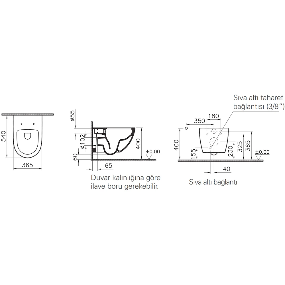 Vitra Sento Mat Siyah Rim-ex Kanalsız Asma Klozet - 7748B083-0559 Hemen Al