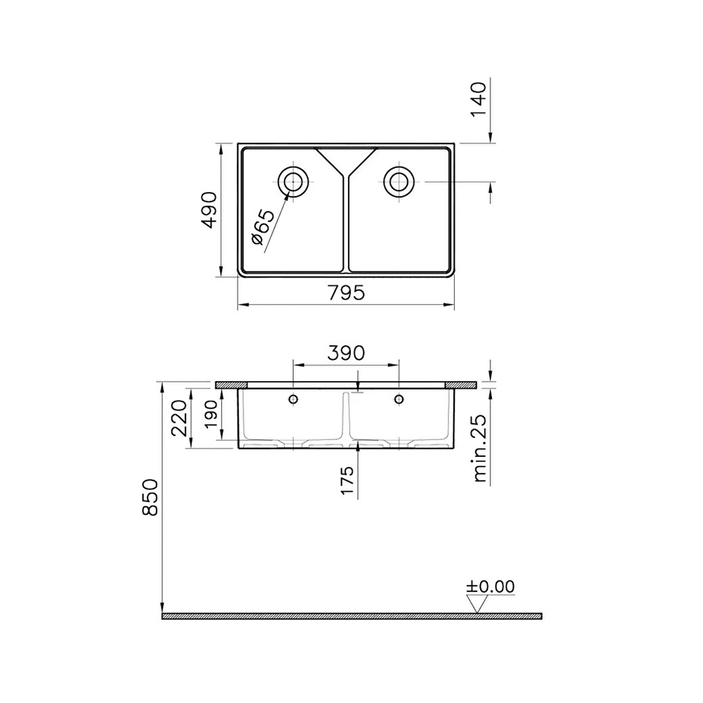 Vitra Stand On 80x49 Cm Çift Gözlü Eviye 5774B003-0012 Hemen Al