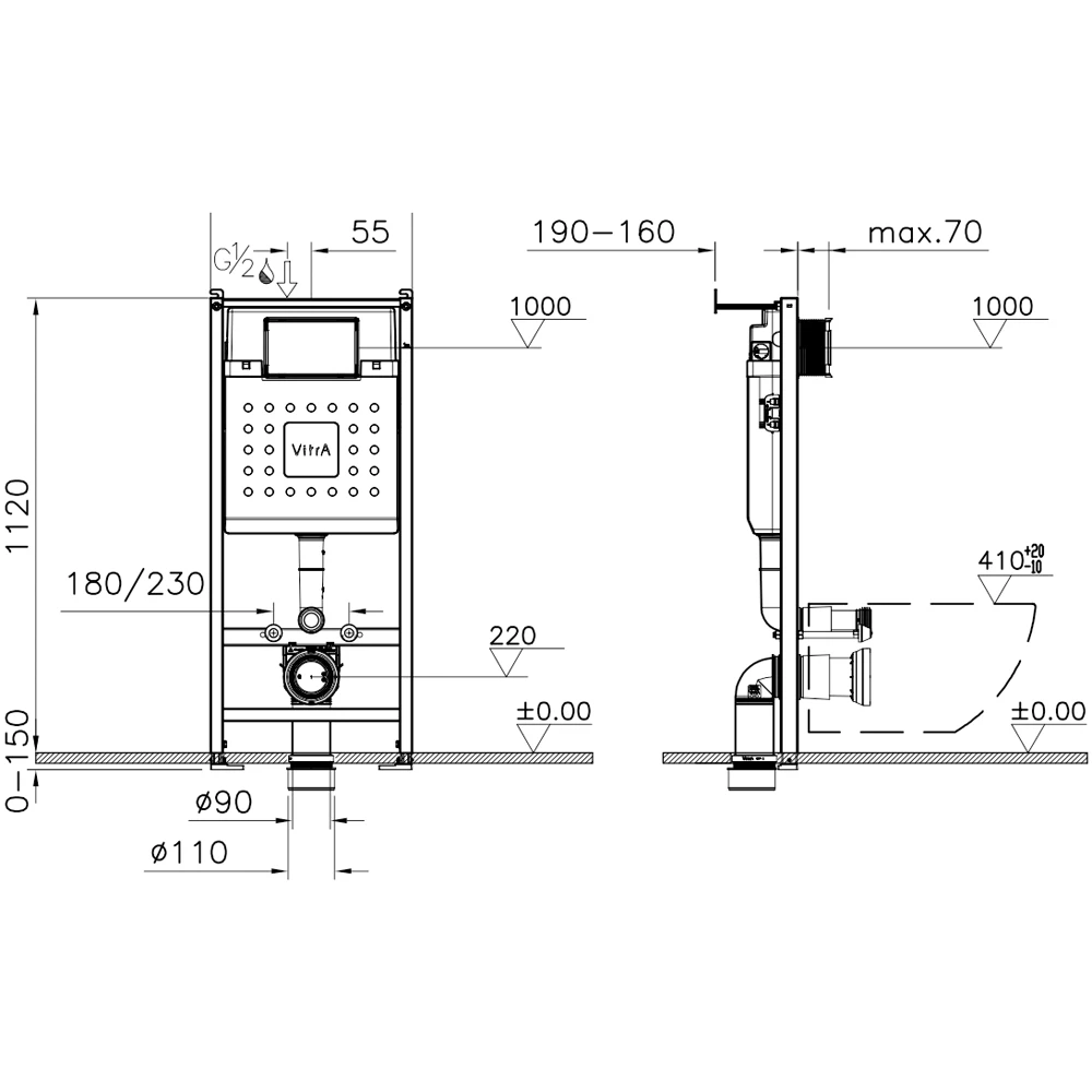 Vitra V12 2,5/4 L Gömme Rezervuar - 732-5810-02 Hemen Al