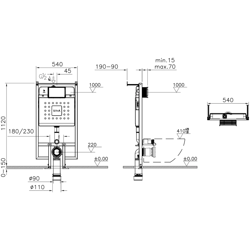 Vitra V8 3/6 L Gömme Rezervuar - 738-5811-01 Hemen Al