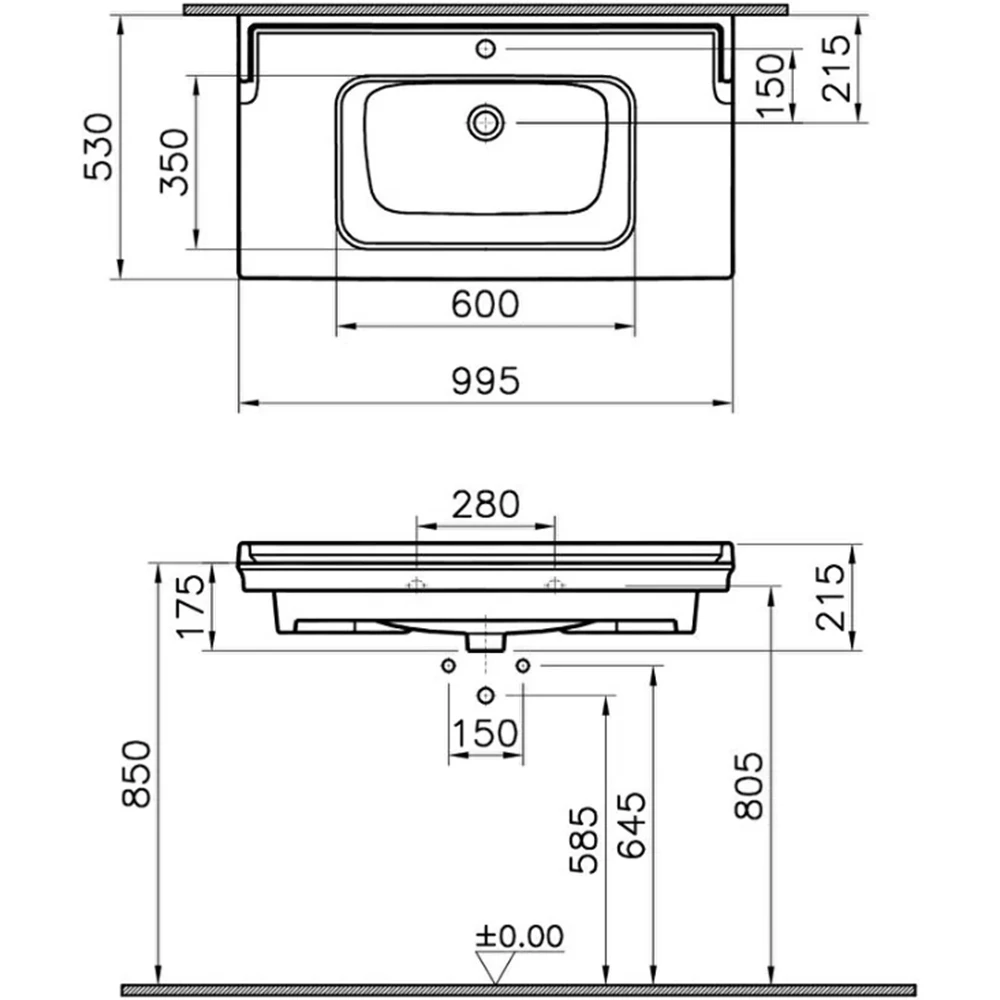 Vitra Valarte 100x53 Cm Etajerli Lavabo - 7803B403-0001 Hemen Al