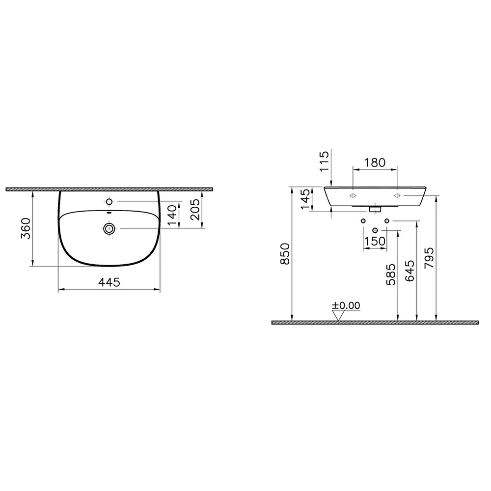 Vitra Zentrum 45x36 Cm Lavabo 7278L003-0001 Hemen Al