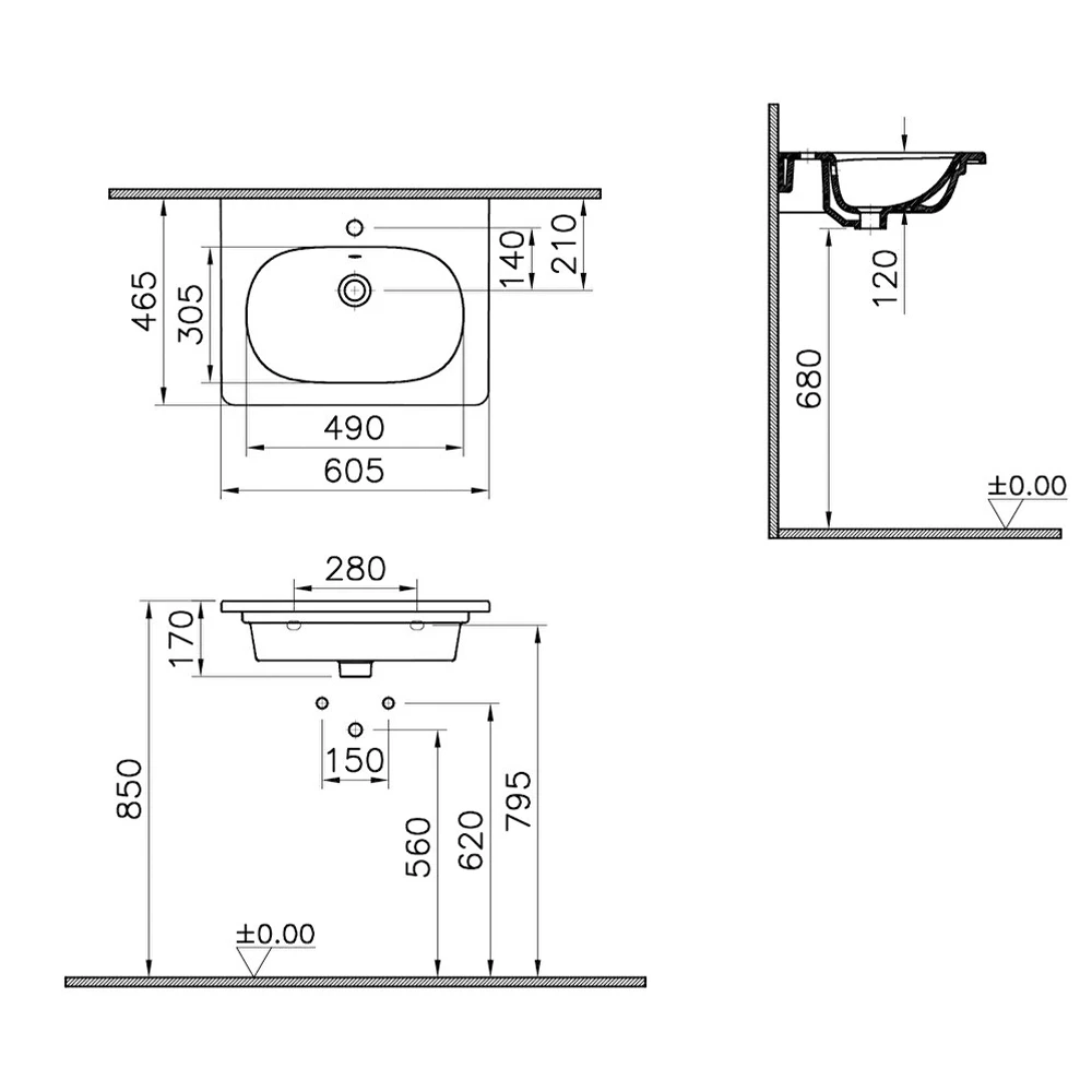 Vitra Zentrum 60x46 Cm Etajerli Lavabo 7791B003-0001 Hemen Al