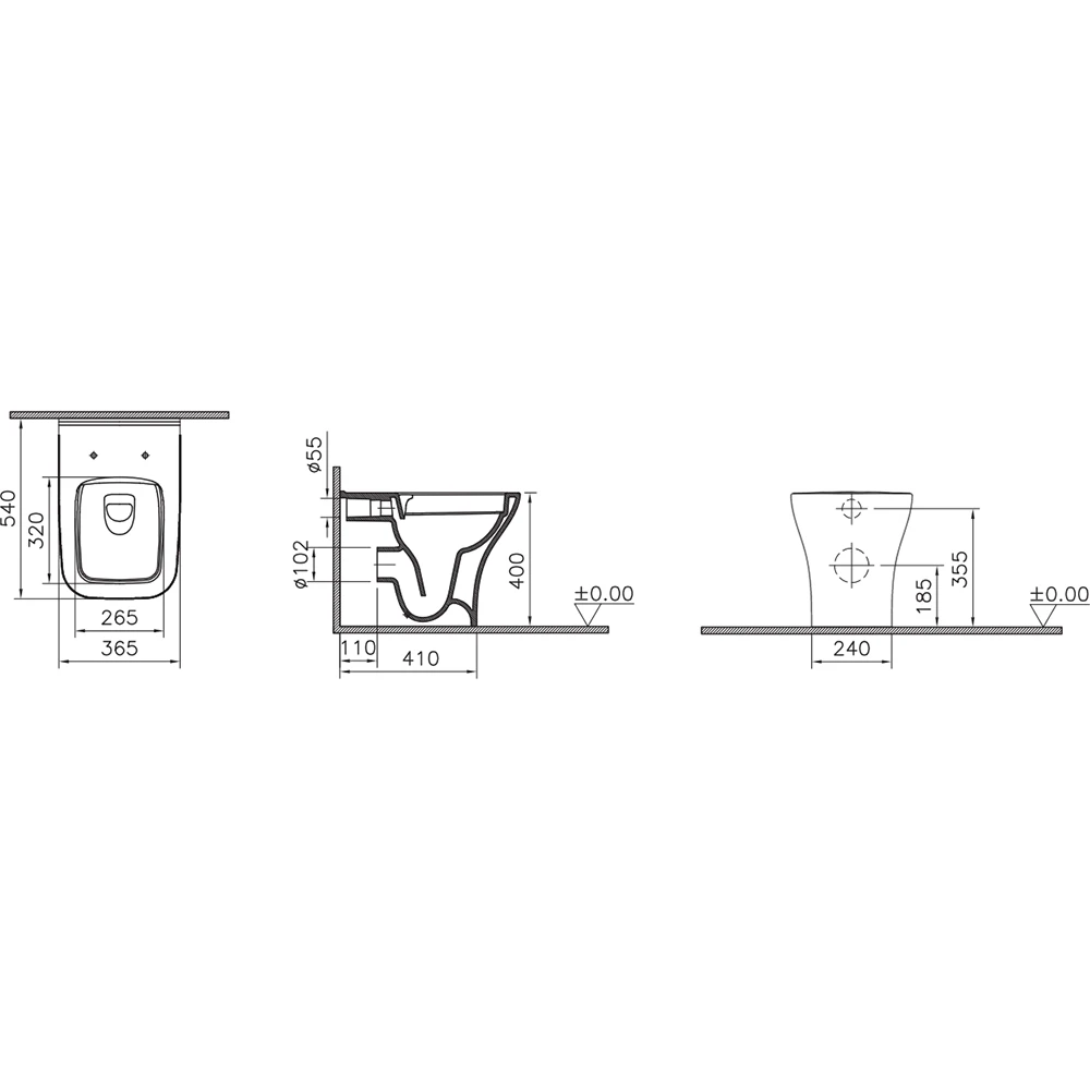 Vitra Zentrum Square SmoothFlush Duvara Tam Dayalı Yerden Klozet - 7491L003-0088 Hemen Al