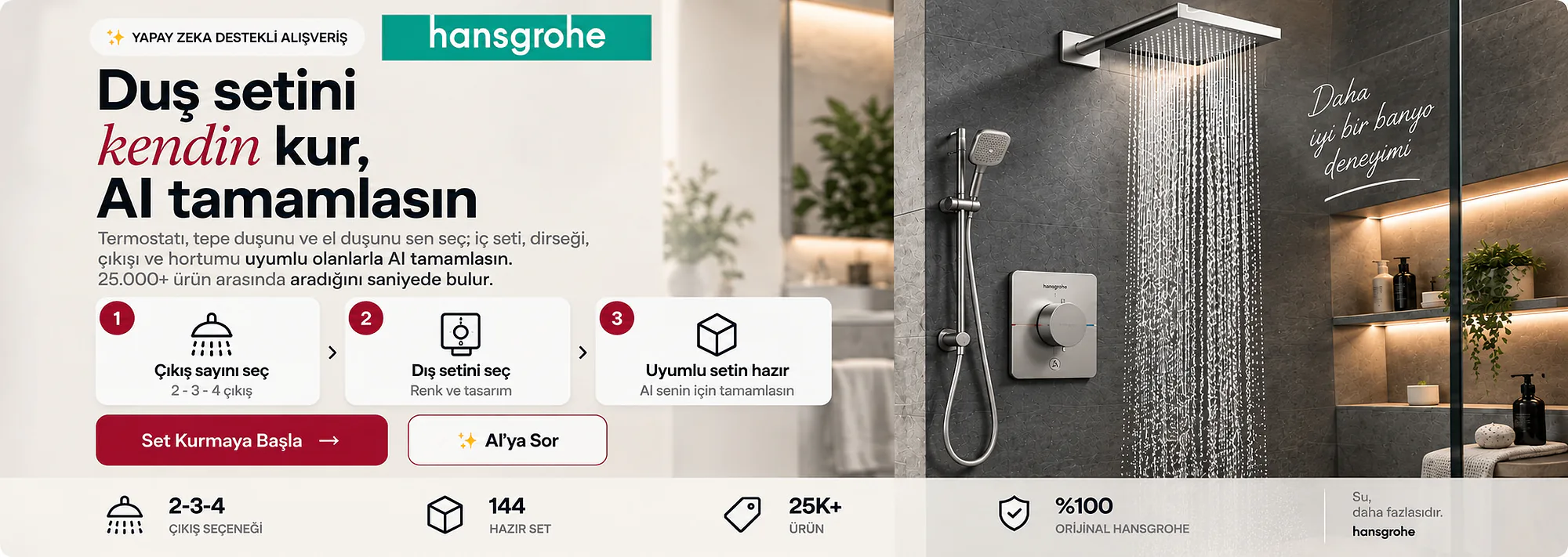 Hansgrohe duş setini kendin kur, AI tamamlasın