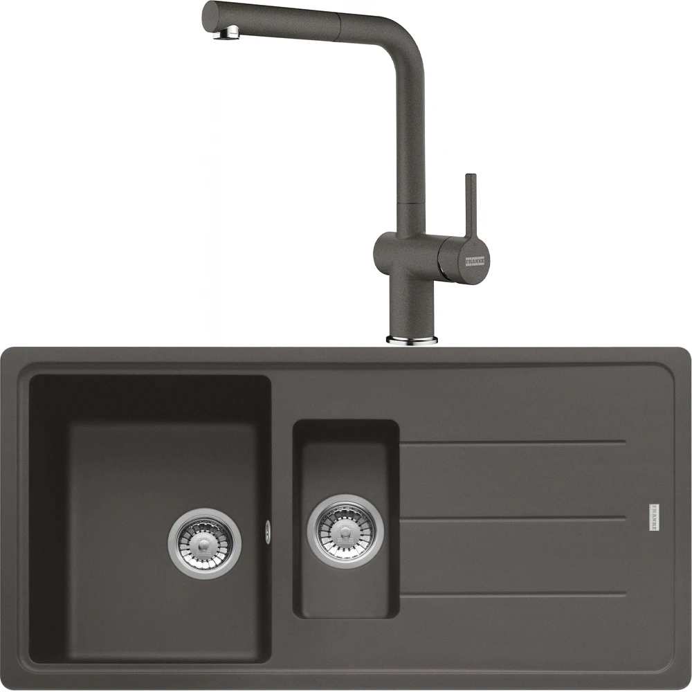 Franke Basis Bfg 651-97 1,5 Gözlü Granit Evye + Active Plus Doccia 2.0 Armatür (Slate Grey)