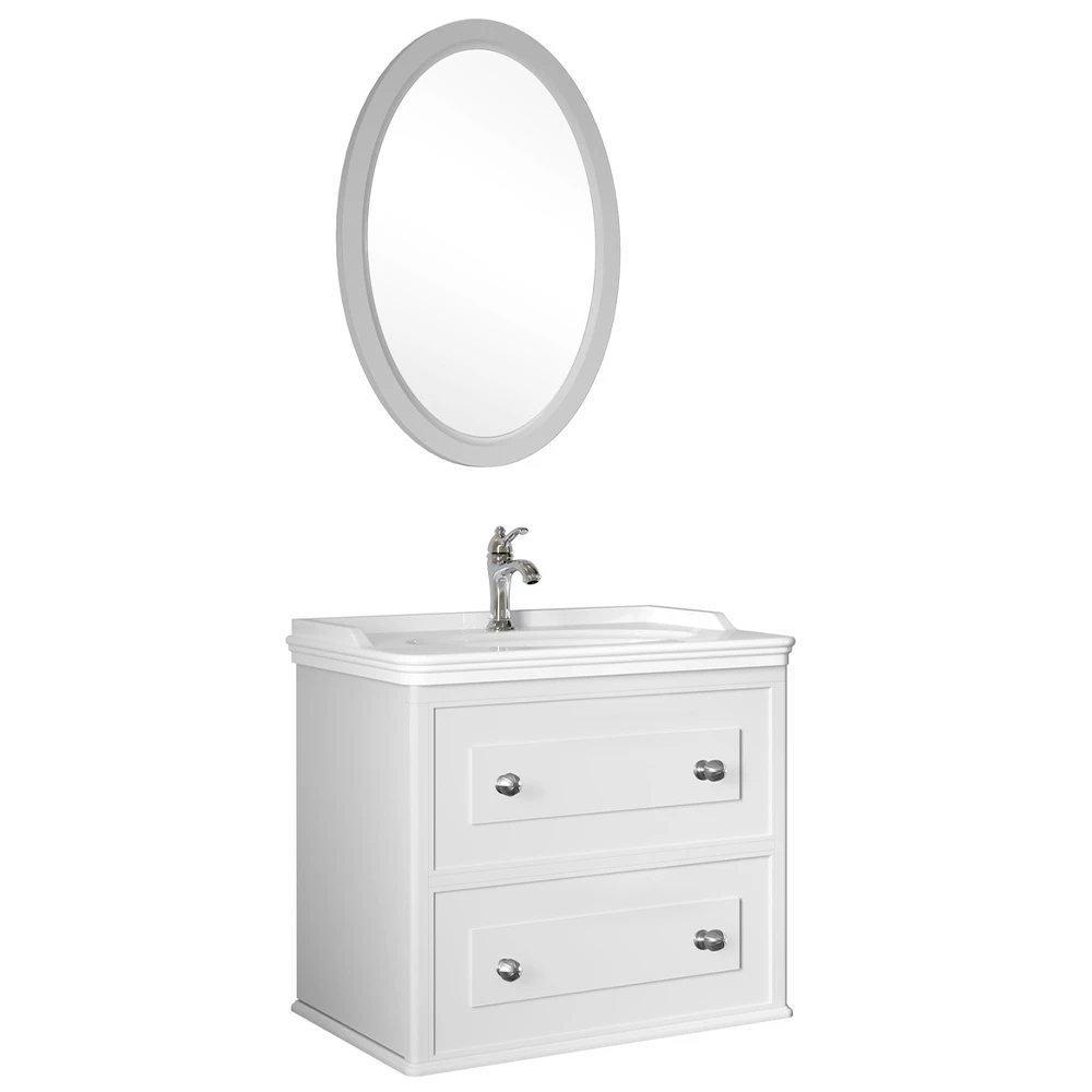 Kale Miro 80 Cm Mat Beyaz Banyo Dolabı Takımı