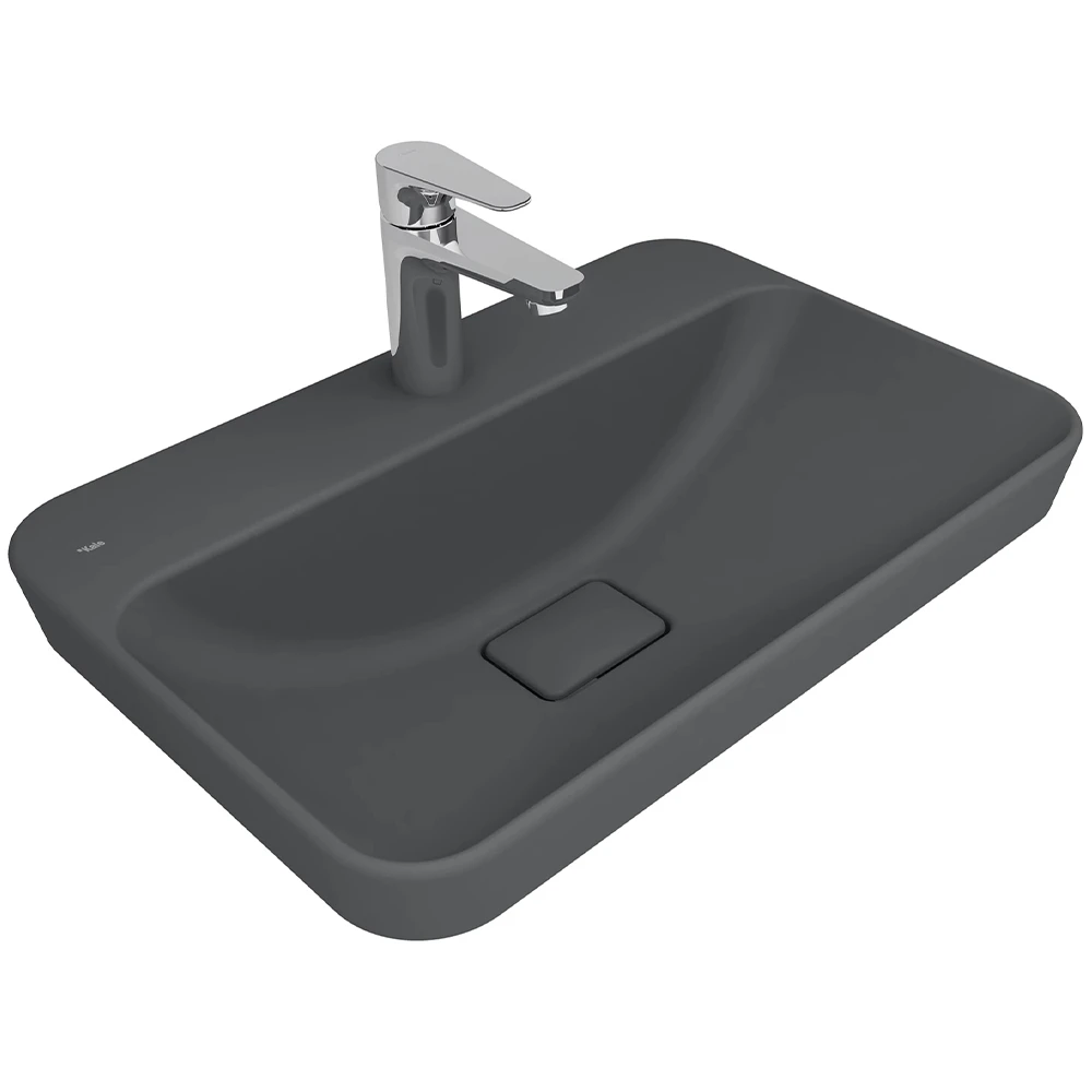 Kale Zero 2.0 60x40 Cm Mat Antrasit-Gri Yarı Gömme Dikdörtgen Lavabo