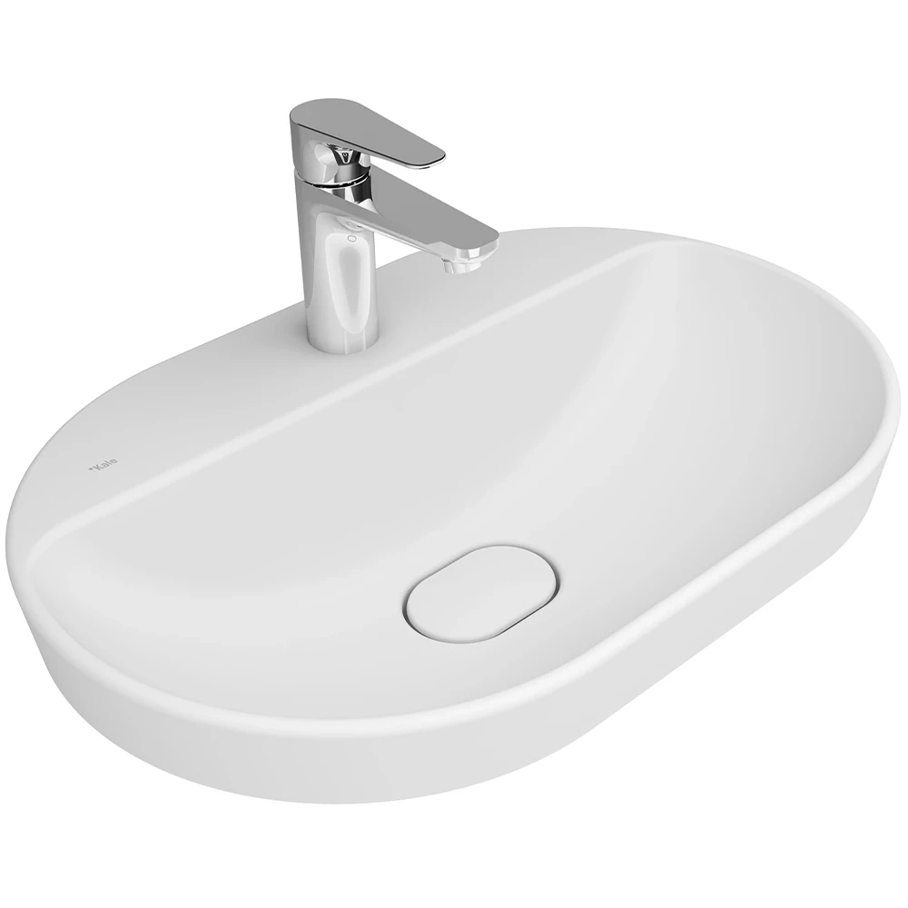 Kale Zero 2.0 60x40 Cm Mat Beyaz Yarı Gömme Oval Lavabo