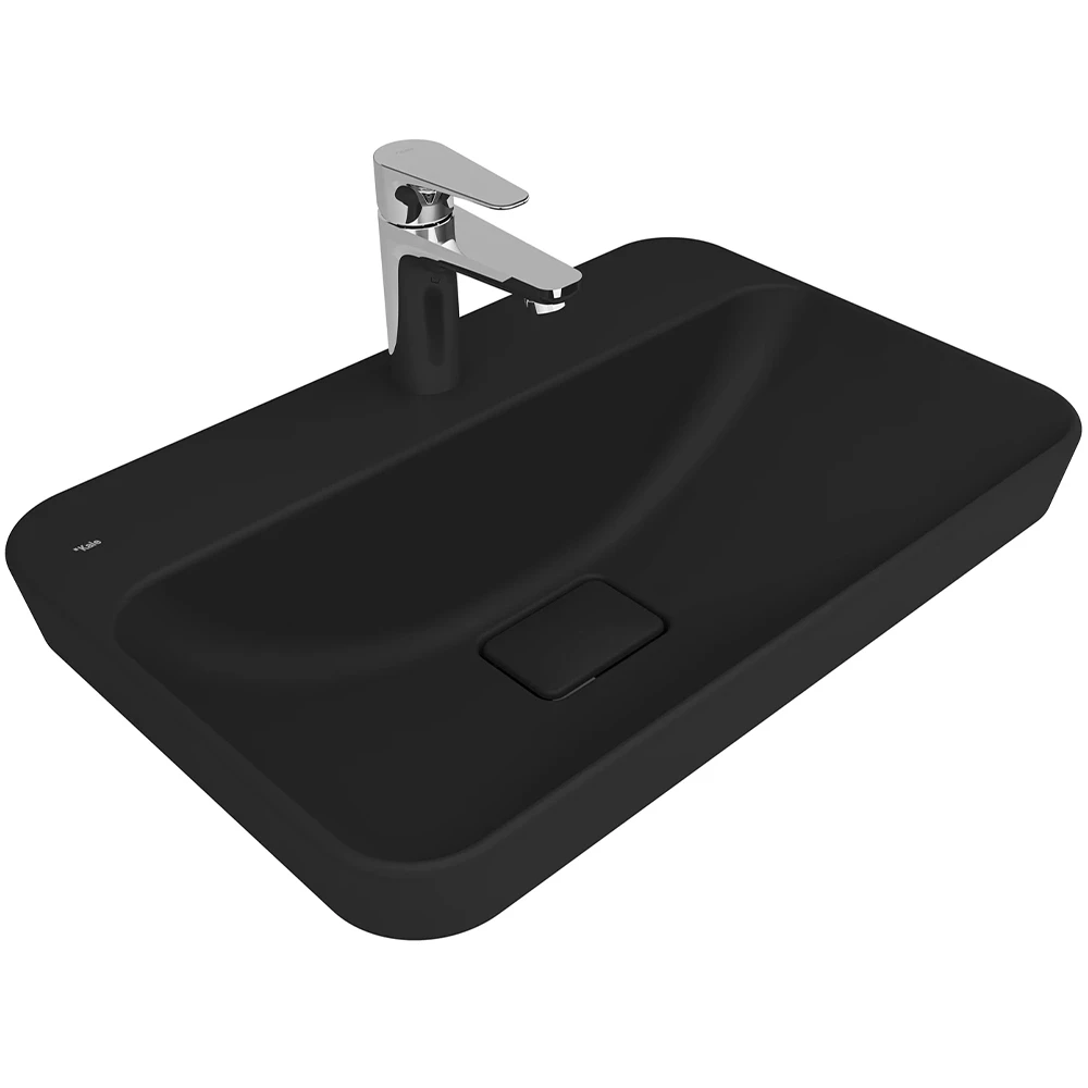 Kale Zero 2.0 60x40 Cm Mat Siyah Yarı Gömme Dikdörtgen Lavabo