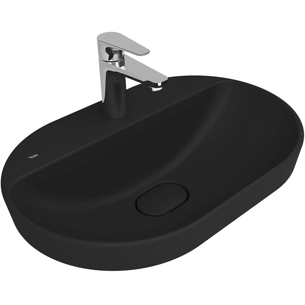 Kale Zero 2.0 60x40 Cm Mat Siyah Yarı Gömme Oval Lavabo