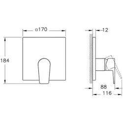 Artema Flow Square Mat Siyah Ankastre Mekanik Duş Bataryası - A4332836