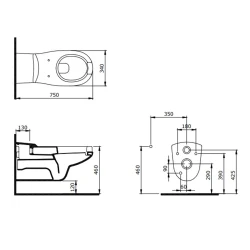 Bocchi Care & Comfort 75 Cm Parlak Mandalina Sarısı Önü Açık Bedensel Engelli Gizli Taharet Girişli Tek Klozet