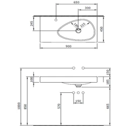 Bocchi Etna Mat Buz Mavisi 90 Cm Delikli Etajerli Lavabo