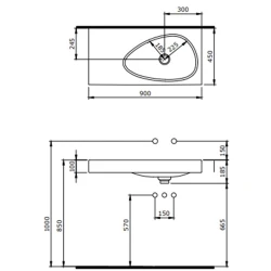 Bocchi Etna Parlak Siyah 90 Cm Etajerli Lavabo