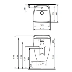 Bocchi Firenze Mat Kaşmir Armatür Delikli Asma Monoblok Lavabo