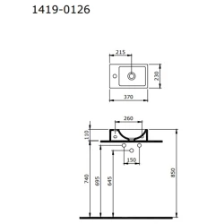 Bocchi Milano 37 Cm Mat Buz Mavisi Dar Sağ Tezgah Üstü Asma Lavabo