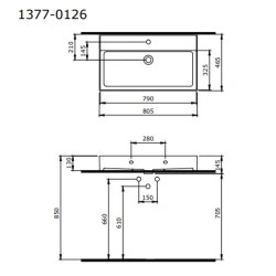 Bocchi Milano 80 Cm Mat Beton Tezgah Üstü Asma Lavabo 1377-069-0126