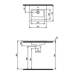 Bocchi Milano 50 Cm Mat Buz Mavisi Etajerli Lavabo Hemen Al