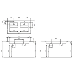 Bocchi Milano Mat Somon 120 Cm Çift Gözlü Tezgah Üstü Lavabo