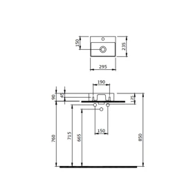 Bocchi Sottile Slim Line 30 x 24 Cm Parlak Bisküvi Batarya Banklı Tezgah Üstü Lavabo