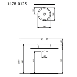 Bocchi Sottile Slim Line 38 Cm Mat Antrasit Yuvarlak Tezgah Üstü Lavabo