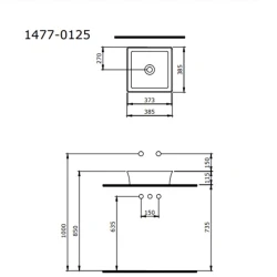 Bocchi Sottile Slim Line 38 x 38 Cm Mat Antrasit Kare Tezgah Üstü Lavabo